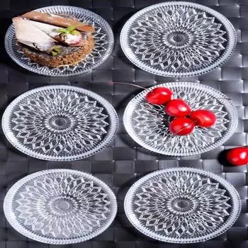 Saint Belisama 6 шт. стеклянная презентационная чашка Alya с рисунком, сервировочная тарелка для торта, печенья, кейтеринга, 12 см