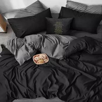 Saint Belisama Комплект пододеяльников с приталенными простынями Двойной Серо-черный Черно-серый