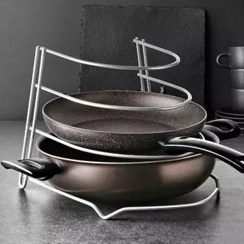 Saint Belisama Metal Chrome Pan Rack Organizer Plate and Pan Organizer 4 Tier Kitchen Shelf