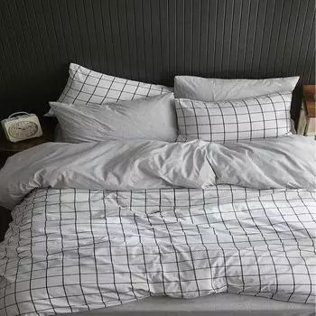 Saint Belisama, один пододеяльник с геометрическим узором, белая клетчатая простыня, двустороннее использование, однотонный серый цвет