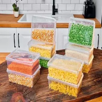 Saint Belisama Plastic Storage Container 1 Lter 10 Pieces Self-Lidded Freezer Container Airtight 19x13x6 Cm Gift Storage Container