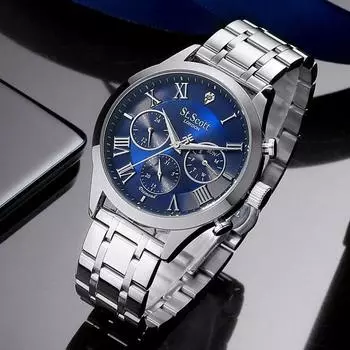 Saint Scott ST7501M-SLS Hestia многоцветные бриллиантовые мужские металлические часы с кожаным ремешком в подарок, корейские популярные часы