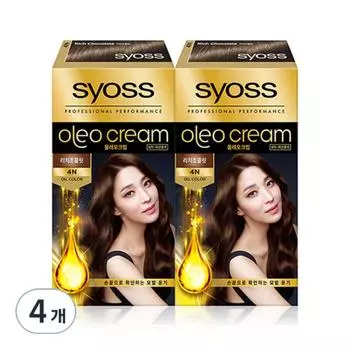 Saios Oleo Cream 4N hair dye, 4N rich chocolate, 4 pieces