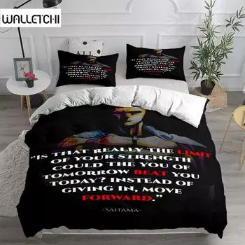 Saitama Quotes Duvet Cover Set King Queen Double Full Twin Single Size Комплект постельного белья EU single(135x200cm)