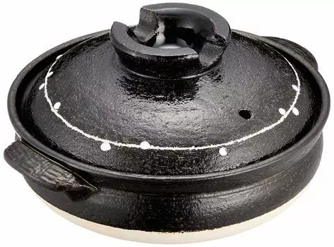 Saji Pottery Banko Ware Earthen Pot 6 For 1 Person Ichichin Kakiotoshi Black No. (19cm) 32-288