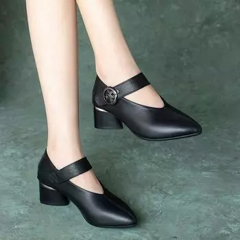 Саймон Рейнер настоящие мягкие кожаные женские туфли на весну, новые универсальные туфли на мягкой подошве, маленькие кожаные туфли на остром среднем каблуке для женщин, туфли для мам 35 бордовый