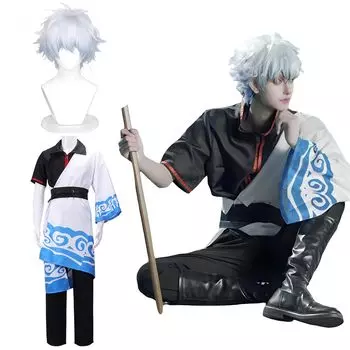 Саката Гинток Косплей с белым Яша Гинтама Косплей для взрослых Культурное мероприятие Сцена Саката Гинток Косплей Гинтоки с [Камидзу Рёхин] Парик, Костюм,