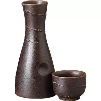 Sake Cup Set Tokkuri Ochoko Set Diameter x Height 14cm 180ml Tea Uzu Ichichin Pieko 1 Tokkuri Set Pottery Mino Ware Hot Sake Hot Bottle Cold Sake Sake