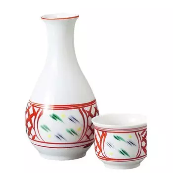 Sake Cup Set Tokkuri Ochoko Set Diameter x Height 13cm 150ml Akaedori Tokkuri Small Size Set Pottery Mino Ware Hot Sake Hot Bottle Cold Sake Sake