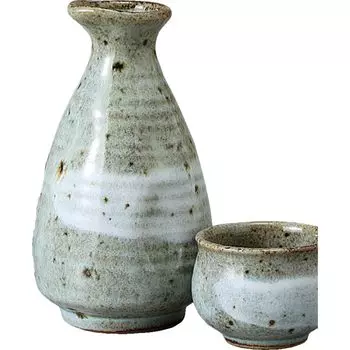 Sake Set Sake Kuri Ochoko Set Diameter x Height 350ml Unique Kiln White Brush Sake Kuri Large Size Set Pottery Mino Ware Hot Sake Hot Bottle Cold Sake