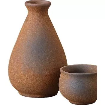 Sake Set Sake Kuri Ochoko Set Diameter x Height 14cm 380ml Nanbanbuki Sake Kuri Large Size Set Pottery Mino Ware Hot Sake Hot Bottle Cold Sake Sake