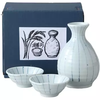 Саке Tokkuri Саке Диаметр x Высота 280 см3 Firefly Tokusa Саке Горячий Холодный Mino Сделано в Японии Набор для эля, Набор, 8,5 12,6 см, Набор, Саке, Саке, Фарфор, синий