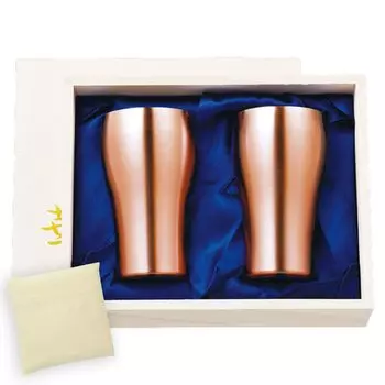 Sake Tumbler Copper Paulownia Wood Made in Japan J-kitchens-SimpleBag Set, Mirror, Box, 200ml,