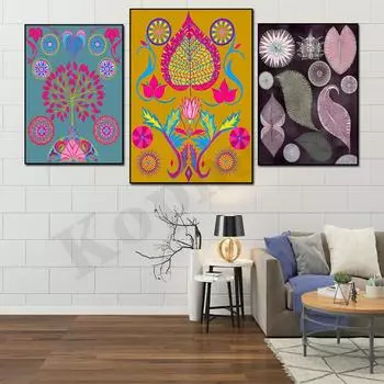 Сакральная Геометрия Мандала Настенное Искусство Народное Искусство Цветочные Растения Причудливые Листья Яркий Мечтательный Эстетический Плакат 21cm30cm NoFrame