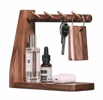 Sakulaya Key Holder Подставка для аксессуаров Подставка для очков Хранение очков Подставка для ключей Деревянный футляр для хранения ключей Крючок для ключей Входное хранилище Ореховое дерево