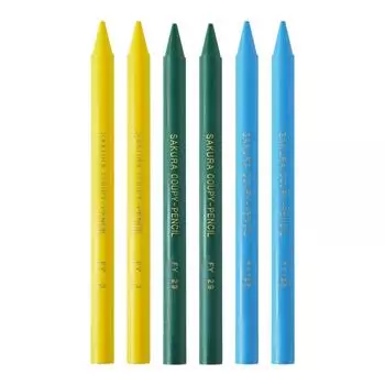 Sakura Crepas Colored Pencils Coupy Pencil Set of 6 Yellow Green Light Blue 2 each JFY Rose 6D