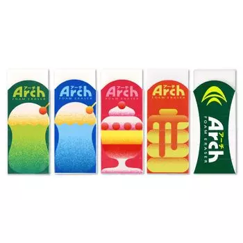 Sakura Crepas Eraser Arch 10th Anniversary Limited Retro Cafe Pattern 5 Pieces RFAML2-5P