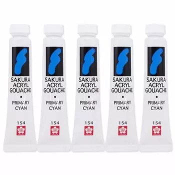 Sakura Crepas Paint Acrylic Gouache Primary Cyan 5 pieces AGW#154(5)