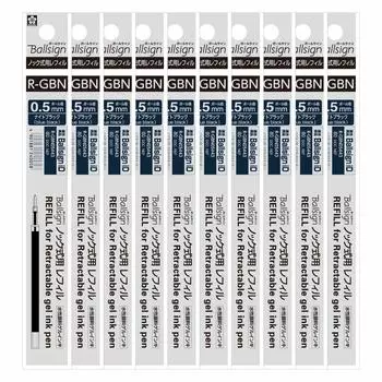 Sakura Crepas шариковые ручки сменные стержни для Ball Sign iD Night черные 10 шт. 0,5 мм R-GBN05#43(10)