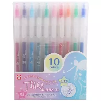 Sakura Crepas Water-based Ballpoint Pen Ball Sign Tiara Knock Limited 10 Colors GBRA208T-10