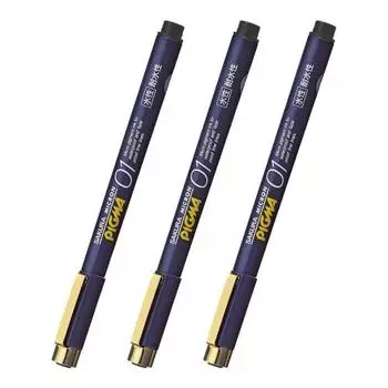 Sakura Crepas Water-based Pen Pigma Black 01 Set of 3 Millipen Drafting Pen ESDK01#49(3)