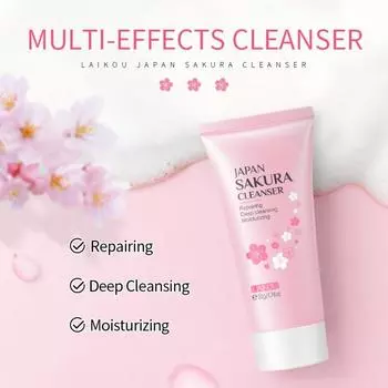 Sakura Face Cleanser Daily Face Wash 50g Увлажняющее очищающее поры мягкое пенящееся средство для глубокого очищения лица 50g