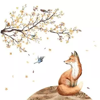 Сакура лиса птица настенная наклейка ванная комната туалет украшения настенные наклейки рождественские наклейки для туалета домашний декор стена