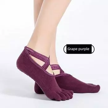 Sakura Petal Waving Cross Full Finger Yoga Socks Female Professional Non Slip Five Finger Four Color Wizard Zen Aesthetic Pointed Light Words