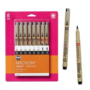 Sakura Pigma Micron Ink Pen Set Blister Card Pack Black 30067 8 шт./набор чёрный