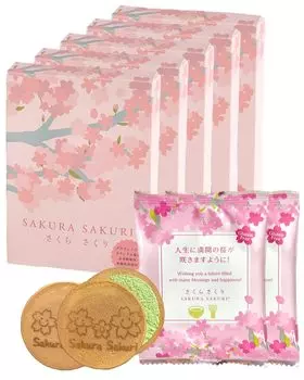 Sakura Sakura Безглютеновые сладости Gaufrette со вкусом матча Подарочное послание Индивидуально упакованный сувенирный подарок Новый подарок из 5 коробок с 2 Petit на конец года