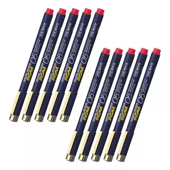 SAKURA Sakura Crepas pen Pigma красные 10 шт на водной основе 0,5 мм ESDK05#19-10P
