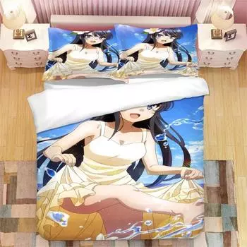 Sakurajima Mai 3D Printed Bedding Set Japanese Anime Duvet Covers Pillowcases Comforter Bedding Set Bedclothes Bed Linen 02 EU single(135x200cm)