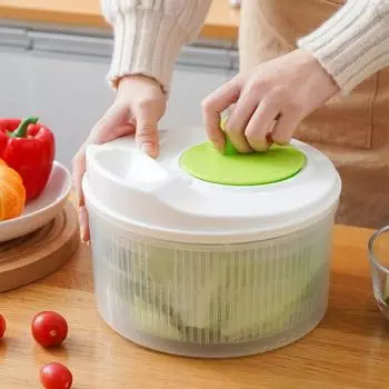 Salad Spinner Vegetable and Fruit Dewaterer Lettuce Dryer Salad Centrifuge Multifunctional Drainer Basket Kitchens Tool белый