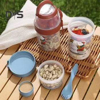 Салатная чашка с вилкой, держатель для заправки салата, переносной контейнер для салата, набор чашек, не содержащий бисфенол-А, двухслойная конструкция, уплотнительные кольца, легко наполнять, чистый обед, фрукты M красный