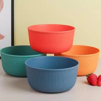 Салатница из пшеничной соломы 15 см вертикальная большая круглая миска для зерна креативная бытовая миска для риса суповая миска пластиковая миска оранжевый