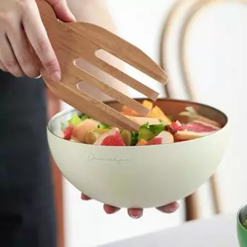 Салатница, прочная, устойчивая к коррозии, превосходная, из нержавеющей стали, для смешивания фруктов для кухни серый