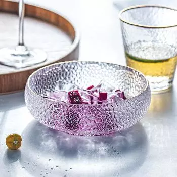 Салатница в скандинавском стиле с узором молотка Посуда Стеклянная салатница Чаша для фруктов Чаша для супа Чаша для десерта Практичная кухонная утварь