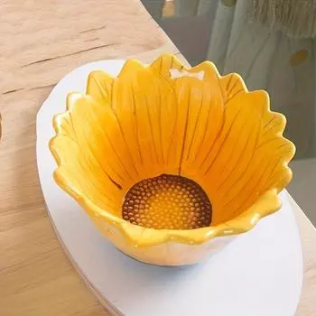 Салатницы керамические с изображением подсолнуха - овальные, устойчивые к ржавчине миски для хлопьев, десертов, мороженого, для дома, ресторанного использования, миски Bao