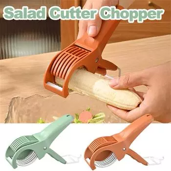 Салатный резак, измельчитель, портативный ручной бананорез, креативный фруктово-овощерезка, гаджеты для домашней кухни, измельчитель, аксессуары зелёный