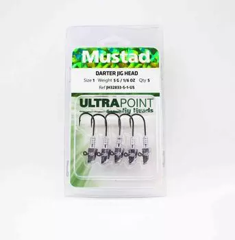 Sale Mustad JH32833-5-1-U5 Jig Head Darter 5 Grams 5/pack Size 1 (2404)