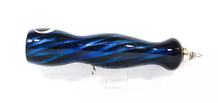 Распродажа Деревянная хлопушка желе плавающая 220 мм 140 грамм полосатая синяя (1072)