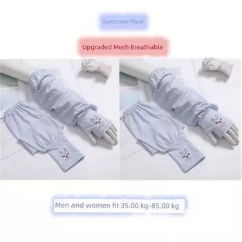 Sales Summer Sun Protection Ice Sleeve Women s Breathable Embroider Bunny Finger Fit Design Light Thin and Loose Ice Sleeve Oversleeves Arm Guard Embroider squint Rabbit 2 pairs [blue]] All yards