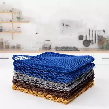 Салфетка для чистки сетки легко вспенивается и может заменить стальной шарик для мытья кастрюль и посуды. Универсальная сетчатая тряпка. синий