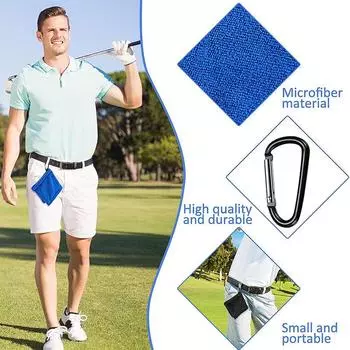 Салфетка для протирания мячей для гольфа Компактная портативная микрофибра Мягкая впитывающая чистящая салфетка Чистящее полотенце Аксессуары для чистки гольфа синий