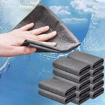 Салфетка для протирки стекол, многофункциональная салфетка для протирки окон и зеркал, тряпка для мытья автомобиля, салфетка для чистки туалета на кухне, прочная салфетка из микрофибры для мытья посуды 1 pc чёрный