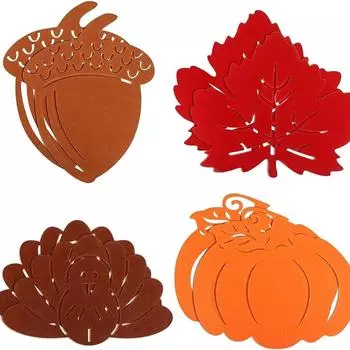 Салфетка для стола на День благодарения, подставка для стола в китайском ресторане «Кленовый лист», термостойкая, украшение осеннего стола, подставка для стола из войлочного сарая Color: 8 pieces