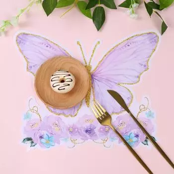 Салфетка для стола в виде бабочки из сатина, салфетки в форме бабочек для свадьбы, вечеринки по случаю рождения ребенка, украшения на день рождения