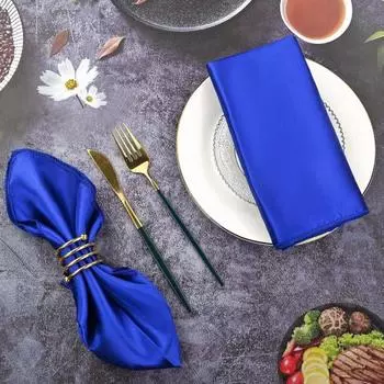 Салфетка для ужина атласная, не мнется, поверхность однотонная, моющаяся, бесшовная, королевский блеск, гламурный стол, декор для отеля, ресторана, обеда, банкета, свадьбы 43 шампанского