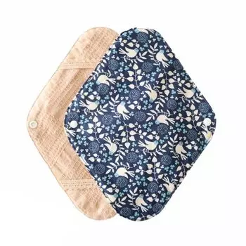 Салфетка Hanafu Cloth Napkin Leak Organic 1 Cotton Bird Navy Holder, санитарная, профилактика, обычная, хлопок, кусок, узор,