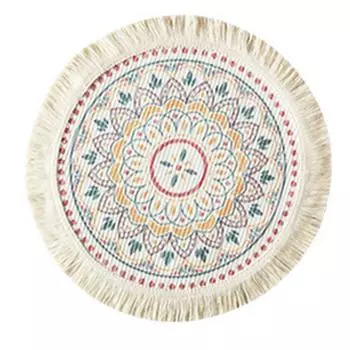 Салфетка из хлопка и полиэстера, круглая, мягкая, удобная, тканая салфетка с кисточками для декора кухни CS Small